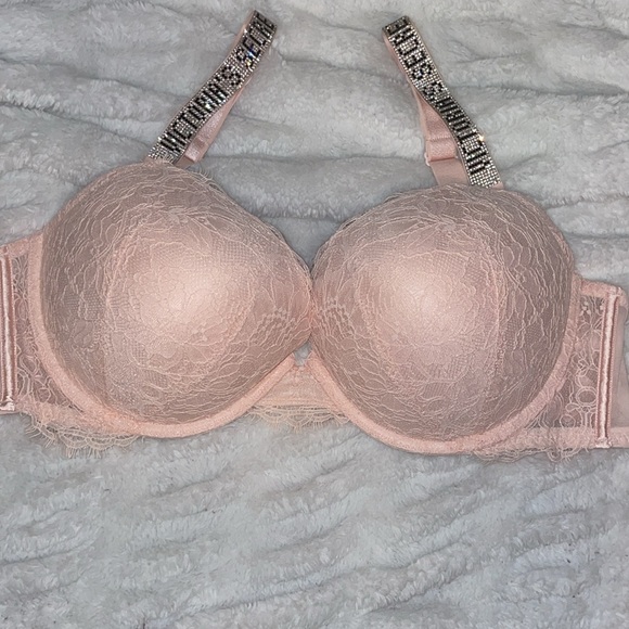 Victorias Secret Very Sexy Push up Bra Pink Lace & Rhinestone Straps - Picture 4 of 9